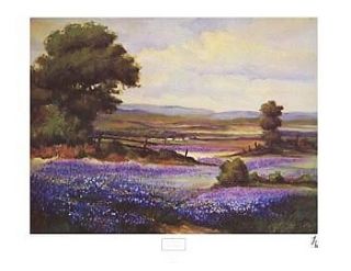 Larry Kronquist " Blue Bonnets " Texas Landscape Print