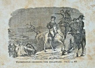 General Washington Crossing The Delaware Vintage 1837 Antique Art Print Rare