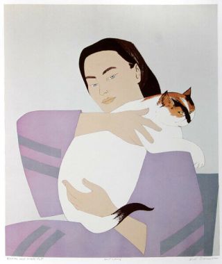 Will Barnet Wife Or Woman With White Cat 1976 Plate Sign Print