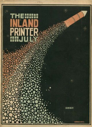 1916 Antique Print Inland Printer Cover Art Nouveau Rocket Gordon Ertz