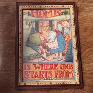 Mary Engelbreit Print Framed Home Is Where One Starts From 7.  5 " X 5.  5 "