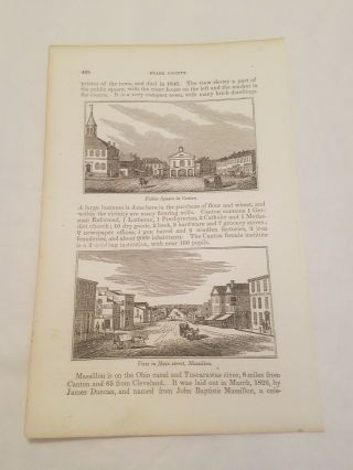 Cr24) Public Square In Canton & Main Street Massillon Ohio 1858 Engraving