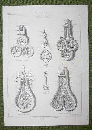 Architecture Print : Door Knockers Gothic Evreux & Beauvais Cathedrals