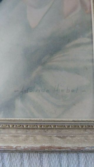 Vintage Adelaide Hiebel framed print of a baby 16 × 11 1/2 