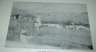 1899 Antique Print In The Spanish Trenches At Manila Philippines