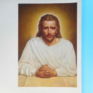Vtg 50s Ralph Pallen Coleman Jesus Christ The Saviour Lithograph Art Print 5 X 7