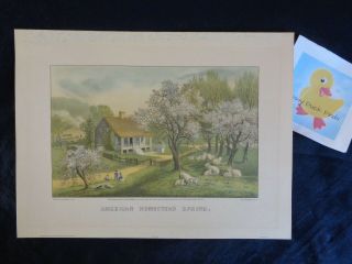 Authentic Currier And Ives Folio Print American Homestead Spring 1869 9 " X12 "