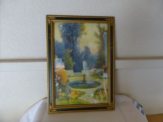 R.  Atkinson Fox,  Print - Fountain With Deco Style Frame