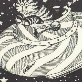 B Kliban Cats SPACE CATS Vintage Funny Cat Art Print 1981 3