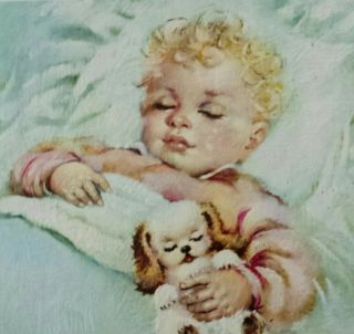 Florence Kroger Prints,  Litho,  Baby Girl And Her Kitty,  Baby Girl And Her Puppy