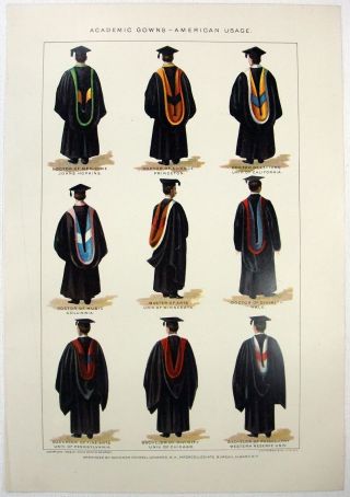 Academic Gowns - American Usage: An 1902 Dated Chromo Lithograph
