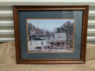 1982 Beth Cummings Folk Print Painting Framed And Matted
