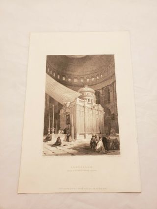 Cr31) Jerusalem Interior Church Of The Holy Sepulchre 1836 Bible Engraving