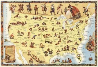 Wild Bill Hickok Treasure Map Pictorial Historical Wall Art Print Poster Decor