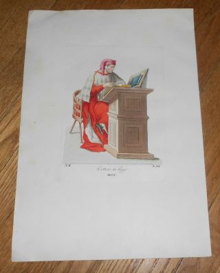 C1820 Antique Hand - Colored Print Of A Doctor Of Law Lawyer Dottore In Legge