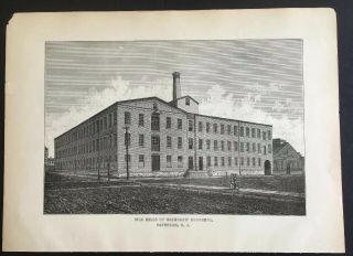 Antique Engraving Paterson Nj 1882 History Silk Mills Grimshaw Brothers Industry