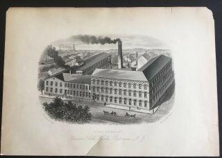 Antique Engraving Paterson Nj 1882 History Dunlaps Union Silk Industrial