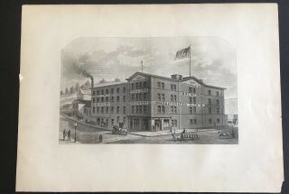Antique Engraving Paterson Nj 1882 History Passaic Spring Brewery Graham Arch