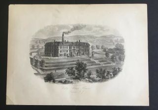 Antique Engraving Paterson Nj 1882 History City Alms House Architechture