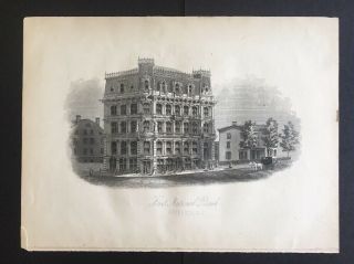Antique Engraving Paterson Nj 1882 History First National Bank Architecture