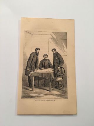 K64) Planning Capture Of John Wilkes Booth Civil War Lincoln 1868 Engraving