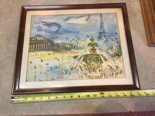 Vintage Framed And Matted Signed Jean Dufy Print Le Rondpoint