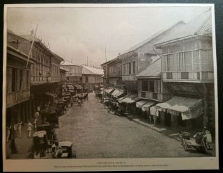 1899 Busy Street Scene In The Escolta,  Manila Philippines Filipino Natives Photo