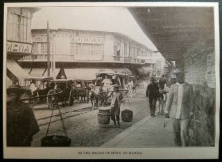 1899 Busy Scene On The Bridge Of Spain & Stores,  Manila,  Philippines Photo Print
