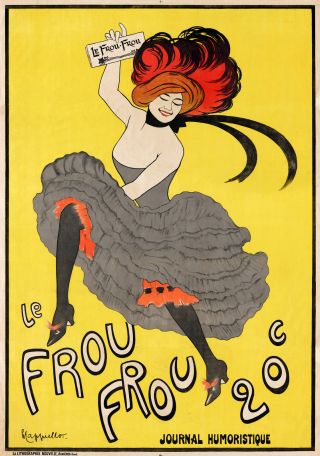 French Le Frou Frou Yellow Vintage Art Print Poster Canvas Painting 28 " X 20 "