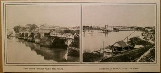 1899 Manila,  Philippines 2 Views Suspension & Stone Bridge Photo Print