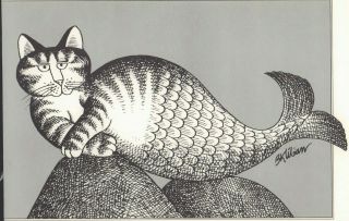 B Kliban Cats CAT MERMAID Vintage Funny Cat Art Print 1981 2