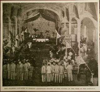 1899 General Emilio Aguinaldo Presiding Filipino Congress Cathedral In Malolos