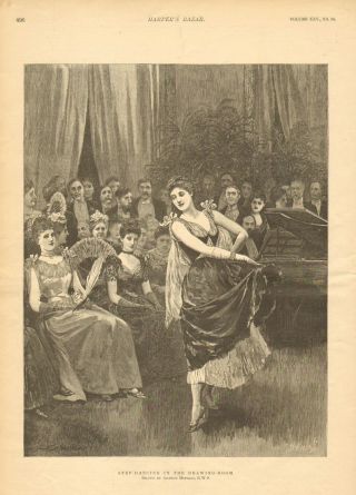 Step Dancing In The Drawing Room,  Fashion,  Vintage 1892 Antique Art Print.