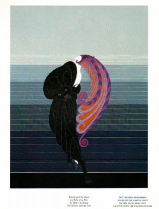 Erte Art Deco Book Print " Beauty & The Beast " Classic Fairy - Tale Lovers