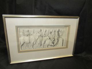 Antique Framed Engraving Of Roman Sacrifice To God Of Mars