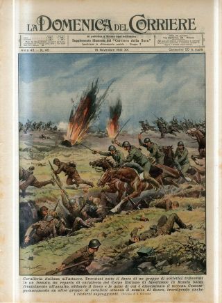 1941 Ww2 Italian Cavalry Under Fire Attack Russian Troop In Trench Print