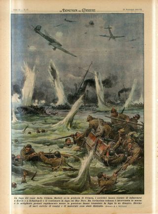 1941 Ww2 German Bombers Attack Russian Troop On Sea Kerch Crimea Print