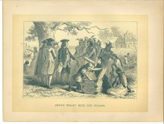 Engraving Indian Wars William Penn 