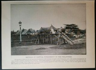 1898 Garrote Capital Punishment Execution Prisoner & Soldier & Cock Fight Photo