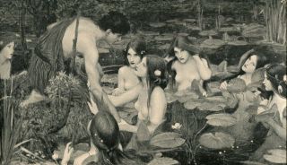 1909 Antique Print Hylas and the Water Nymphs John William Waterhouse Mermaids 2