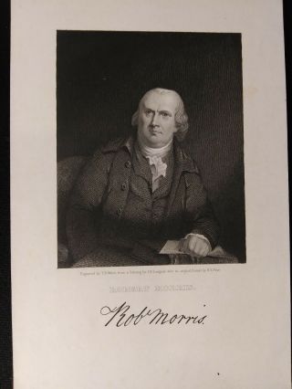 Robert Morris Declaration Of Independence 1862 Engraving Financier Of The Rev.