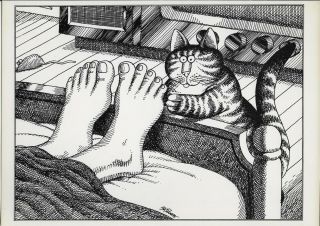 B Kliban Cats Toe Tickling Cat Reflexology Vintage Funny Cat Art Print