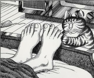 B Kliban Cats TOE TICKLING CAT REFLEXOLOGY Vintage Funny Cat Art Print 3