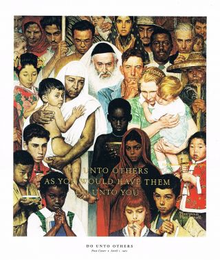 Norman Rockwell Print: The Golden Rule 8 " X 10 " Jews Muslims Christians