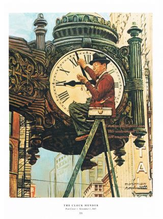 Norman Rockwell Vintage Clock Watch Repair Man Print: The Clock Mender 11 " X15 "