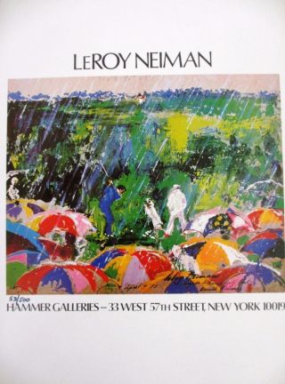 Leroy Neiman Le Numbered Bookplate " Hammer Galleries " Golf Rain Arnold Palmer