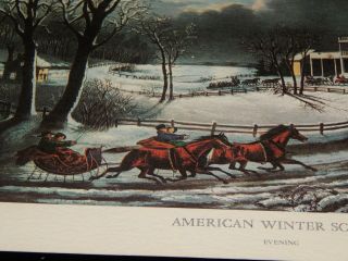 Vintage Picture,  AMERICAN WINTER SCENES,  WINTER,  Currier & Ives,  Sleigh In Country 4