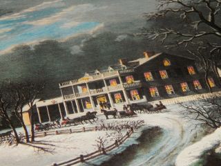 Vintage Picture,  AMERICAN WINTER SCENES,  WINTER,  Currier & Ives,  Sleigh In Country 5