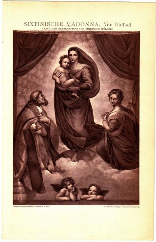 Ca 1890 Sistine Madonna Raphael Art Italian Renaissance Antique Print