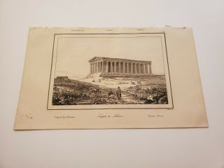 Cr50) Temple Of Theseus Ancient Greece C.  1835 Engraving